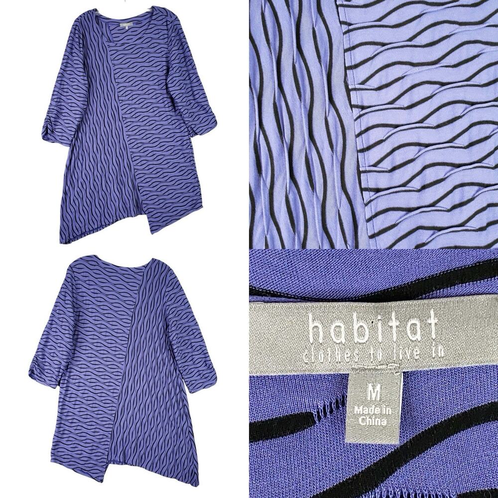 Habitat Tunic Top Women’s Size Medium Blue Geometric Art To Wear Asymmetrical